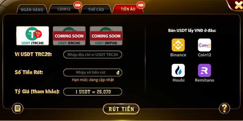 Rút tiền tại 7club nhanh chóng bằng phương thức tiền ảo